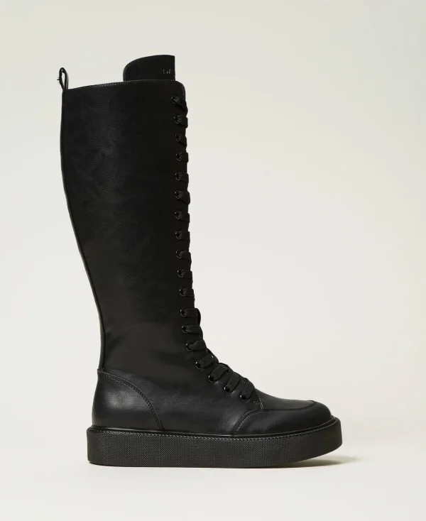 TWINSET Milano Stiefel und Stiefeletten | Flache Schuhe^Sneaker-Boots Mit Schnürung Schwarz