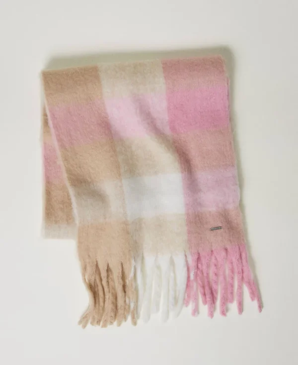 TWINSET Milano Schals^Stola Aus Jacquardtuch Multicolor-Karos Les Beiges / „Prism Pink“-Rosa