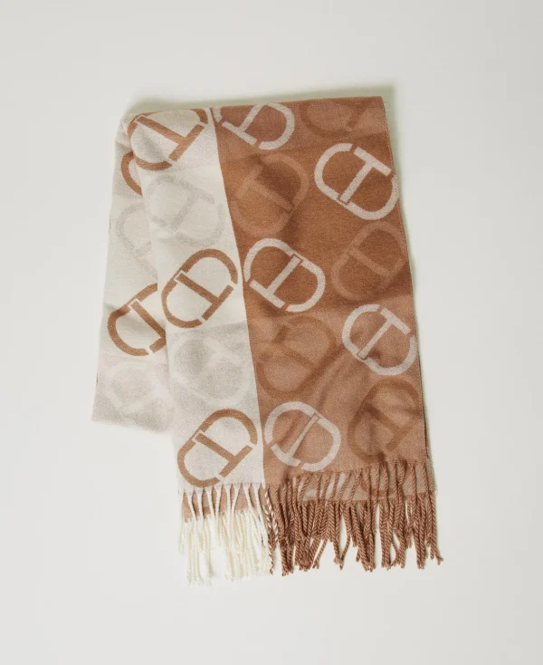 TWINSET Milano Schals^Stola Aus Jacquardtuch Mit Oval Ts Jacquard Oval T „Sandy Brown“