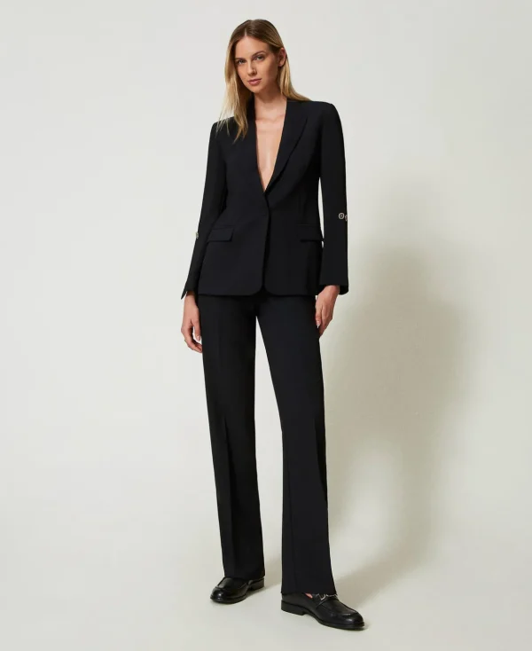 TWINSET Milano Gerade Hosen und Zigarettenhosen | Elegante Hosen^Straight-Leg-Hose Aus Crêpe-Cady Schwarz