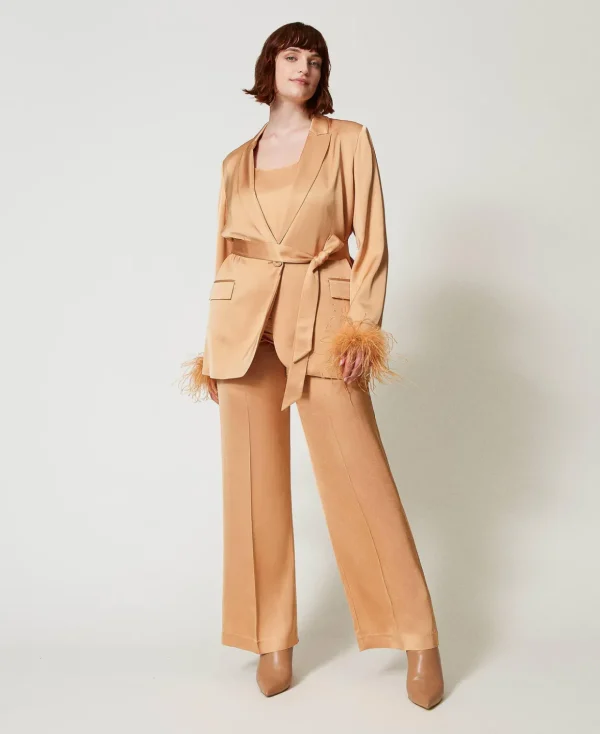 TWINSET Milano Gerade Hosen und Zigarettenhosen | Hosenanzüge und Kostüme^Straight-Leg-Hose Aus Satin „Bubbly“-Orange