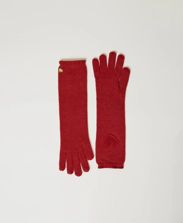 TWINSET Milano Handschuhe^Strickhandschuhe Mit Herzpatch Venedigrot