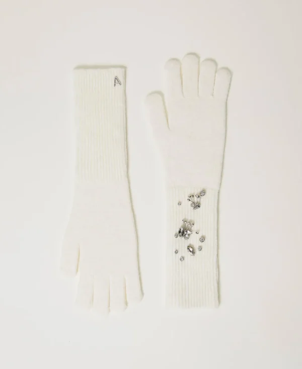 TWINSET Milano Handschuhe^Strickhandschuhe Mit Stickereien White Sahne