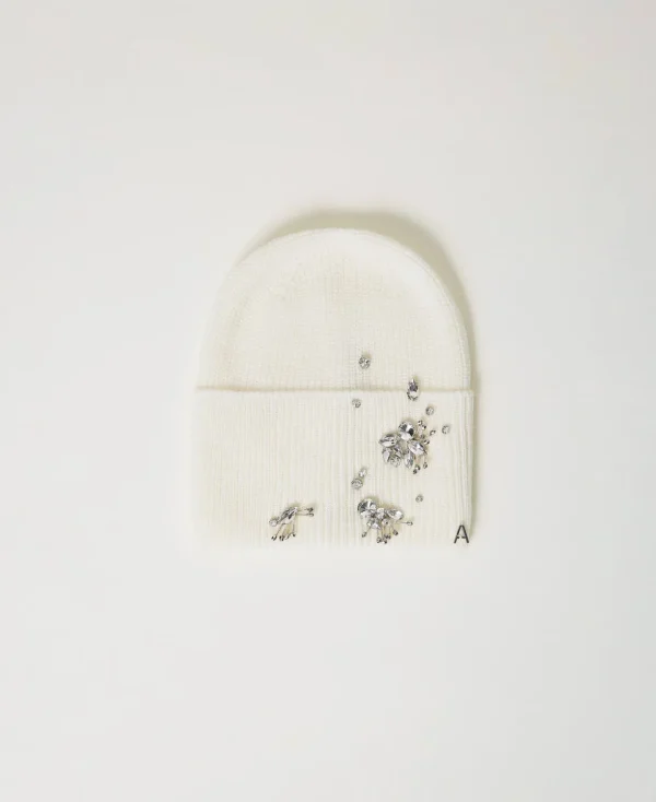 TWINSET Milano Hüte^Strickmütze Mit Stickereien White Sahne