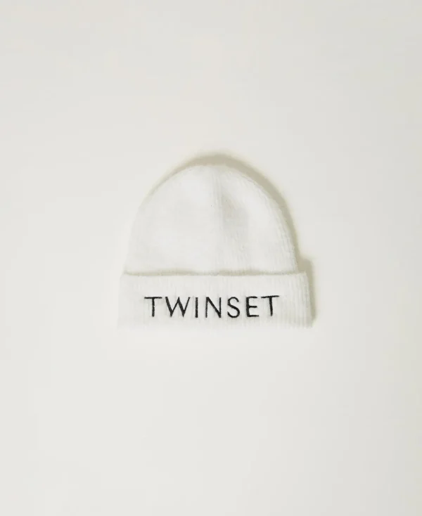 TWINSET Milano Accessoires^Strickmütze Mit Sticklogo Mattweiß