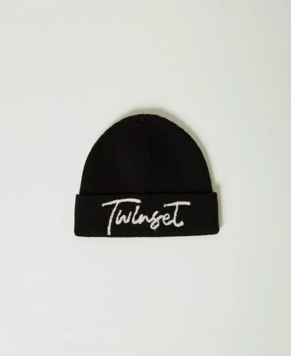 TWINSET Milano Hüte^Strickmütze Mit Sticklogo Schwarz