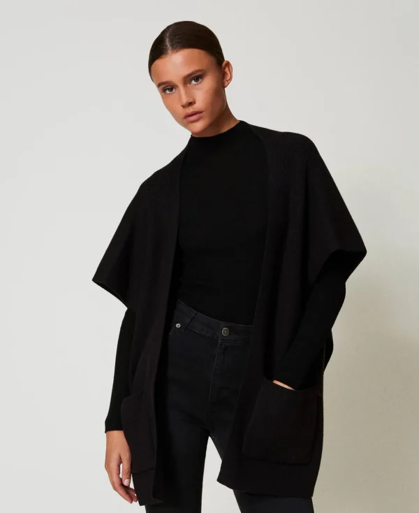 TWINSET Milano Ponchos^Strickponcho Mit Sticklogo Schwarz