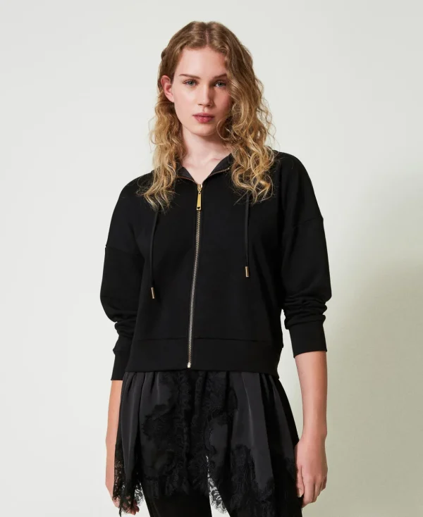 TWINSET Milano Sweatshirts und -jacken^Sweatjacke Mit Satin Und Spitze Schwarz