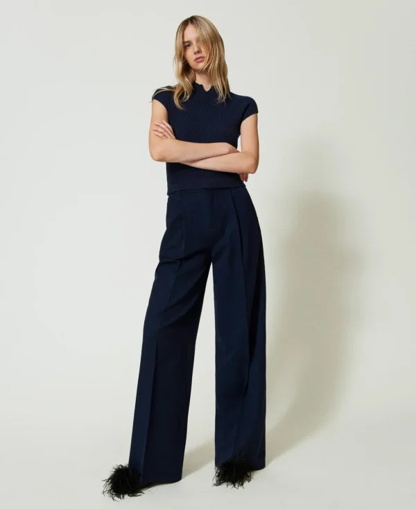 TWINSET Milano Elegante Hosen | Weite Hosen und Palazzohosen^Wide-Leg-Hose Mit Lurex-Nadelstreifen Indigo Lurexnadelstreifen
