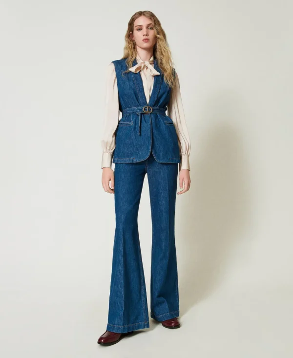 TWINSET Milano Jeans | Hosenanzüge und Kostüme^Wide-Leg-Tailoringjeans Denim