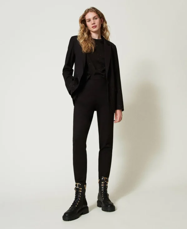 TWINSET Milano Gerade Hosen und Zigarettenhosen | Hosenanzüge und Kostüme^Zigarettenhose Mit Gummizug Schwarz